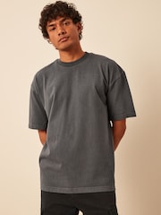 Charcoal Grey Garment Dye Heavyweight Relaxed 100% Cotton T-Shirt - Image 1 of 8