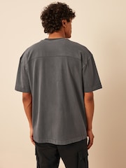 Charcoal Grey Garment Dye Heavyweight Relaxed 100% Cotton T-Shirt - Image 3 of 8