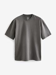 Charcoal Grey Garment Dye Heavyweight Relaxed 100% Cotton T-Shirt - Image 5 of 8