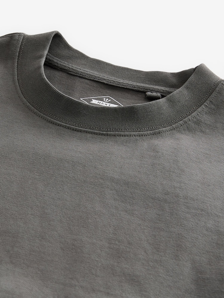 Gris de charbon de bois - T-shirt Garment Dye Heavyweight décontracté 100% coton - Image 6 of 8