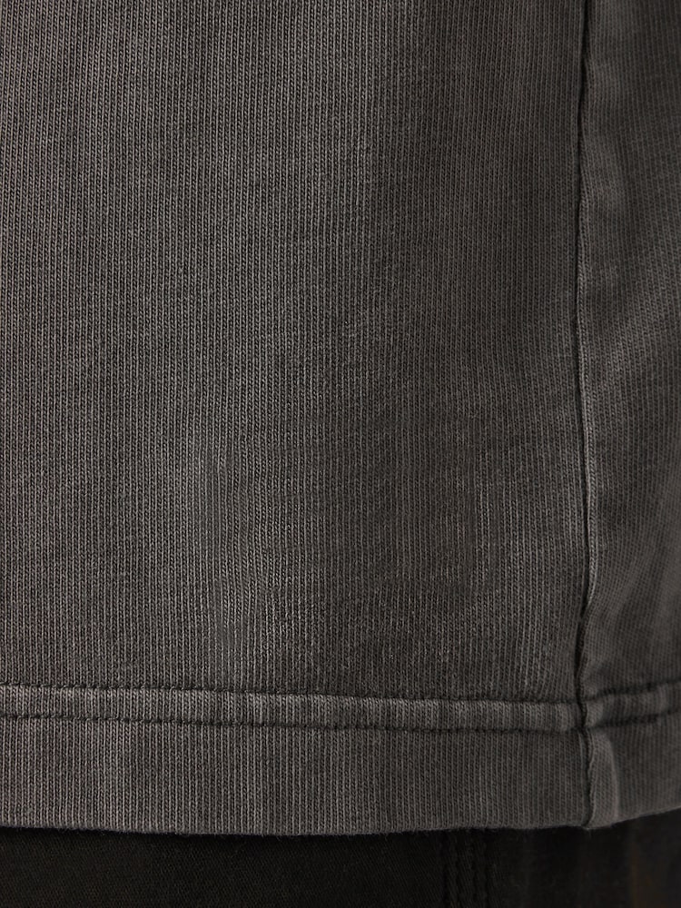 Charcoal Grey Garment Dye Heavyweight Relaxed 100% Cotton T-Shirt - Image 8 of 8