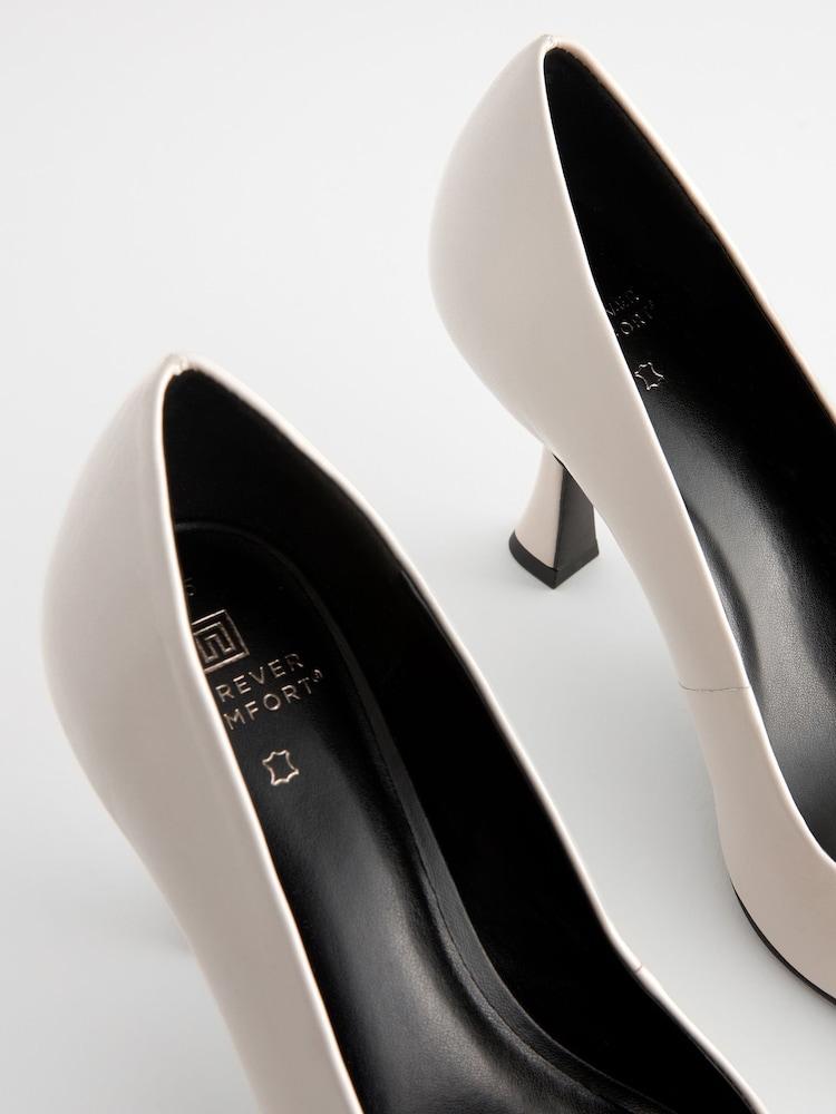 Bone White Forever Comfort® Leather Chisel Toe Heel Court Shoes - Image 5 of 7