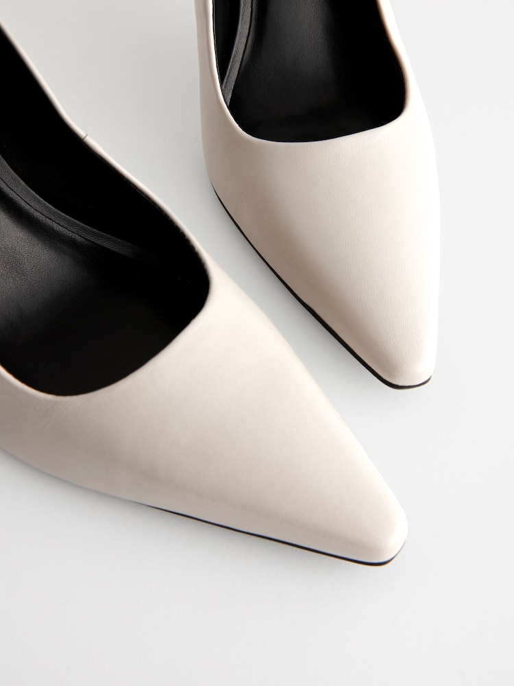 Bone White Forever Comfort® Leather Chisel Toe Heel Court Shoes - Image 6 of 7