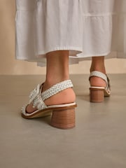 White Forever Comfort® Weave Square Toe Block Sandals - Image 4 of 9