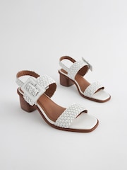 White Forever Comfort® Weave Square Toe Block Sandals - Image 5 of 9