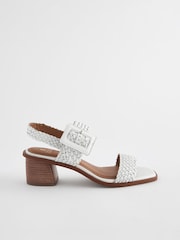 White Forever Comfort® Weave Square Toe Block Sandals - Image 6 of 9