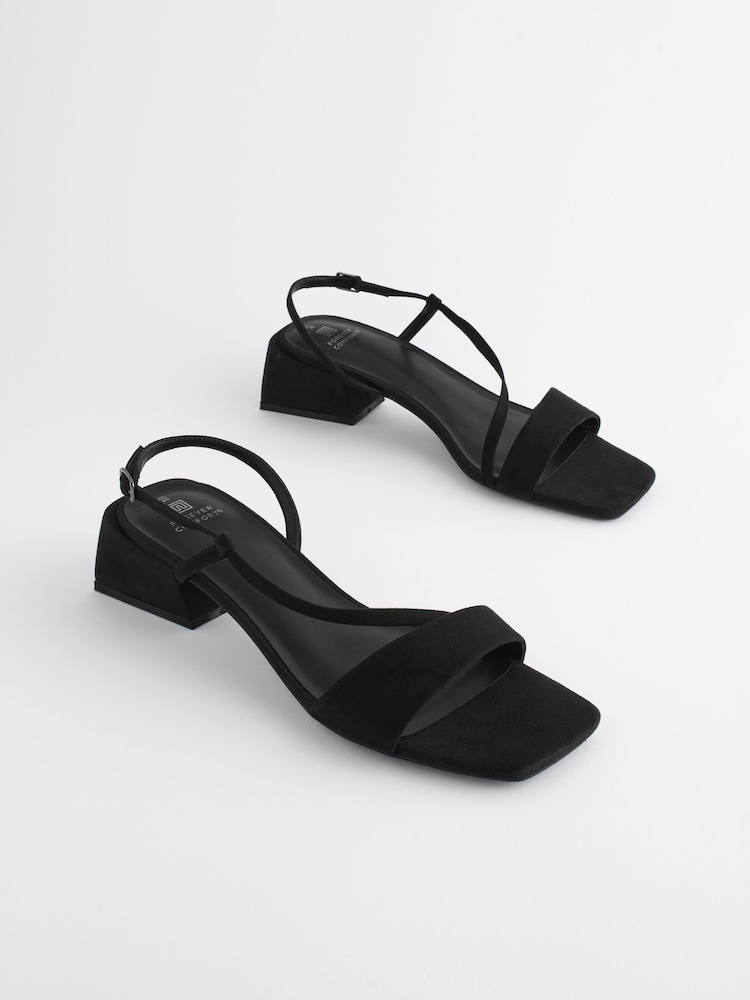 Black Forever Comfort® Flare Block Sandals - Image 1 of 8