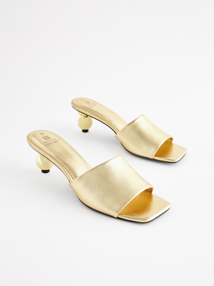 Gold - Forever Comfort® Slipper mit eckiger Zehenpartie und Bubble-Absatz - Bild 1 von 5