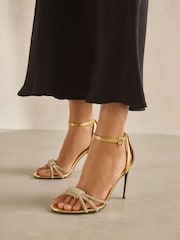 Gold - Forever Comfort® Sandalen mit Schmuckstein und Knotendetail - Bild 1 von 9