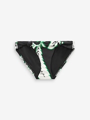 Black/Green Floral Knotted High Leg Bikini Bottoms - Image 5 of 5