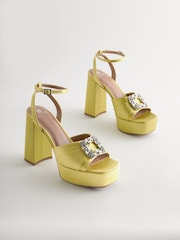 Lime Green Forever Comfort® Jewel Platform Sandals - Image 5 of 10