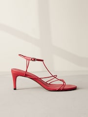 Red Premium Leather Strappy High Heel Sandals - Image 7 of 11