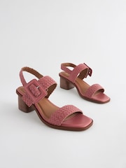 Pink Forever Comfort® Weave Square Toe Block Sandals - Image 1 of 5
