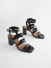 Black Forever Comfort® Patent Strappy Block Sandals - Image 1 of 5