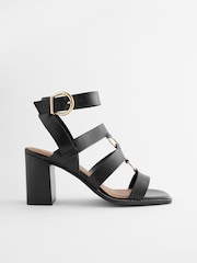 Black Forever Comfort® Patent Strappy Block Sandals - Image 2 of 5