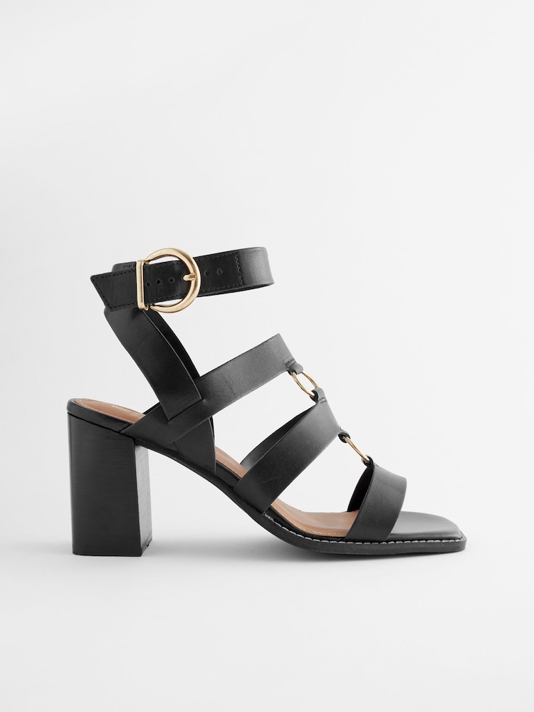 Black Forever Comfort® Patent Strappy Block Sandals - Image 2 of 5