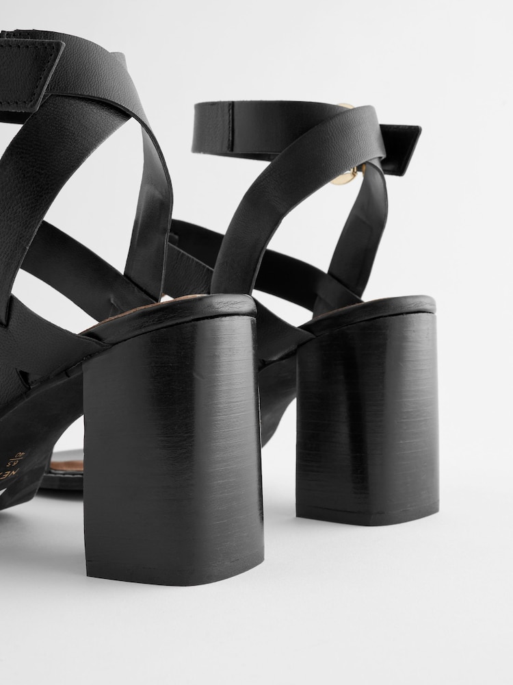 Black Forever Comfort® Patent Strappy Block Sandals - Image 5 of 5