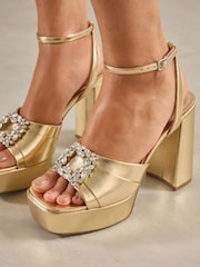Gold Forever Comfort® Jewel Platform Sandals - Image 1 of 10
