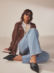 črna - Čevlji Forever Comfort Point Toe Knot Mules - Slika 1 iz 9