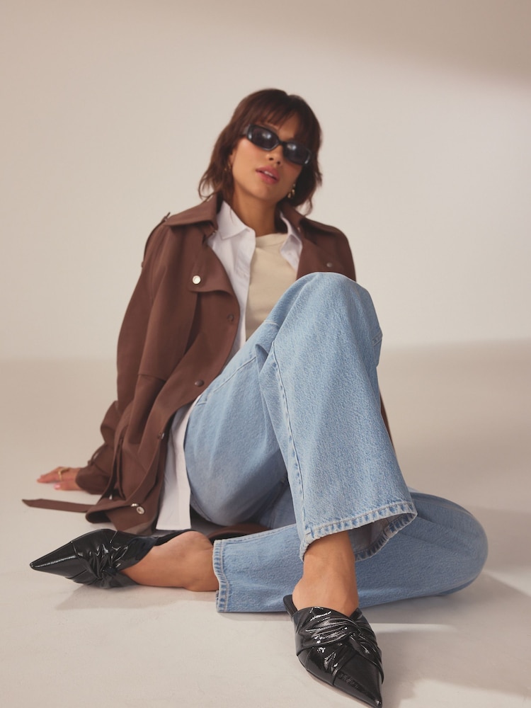 črna - Čevlji Forever Comfort Point Toe Knot Mules - Slika 1 iz 9