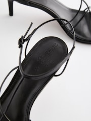 Black Premium Leather Strappy High Heel Sandals - Image 5 of 8
