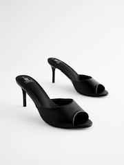 Black Forever Comfort® Peep Toe Heeled Mules - Image 1 of 5