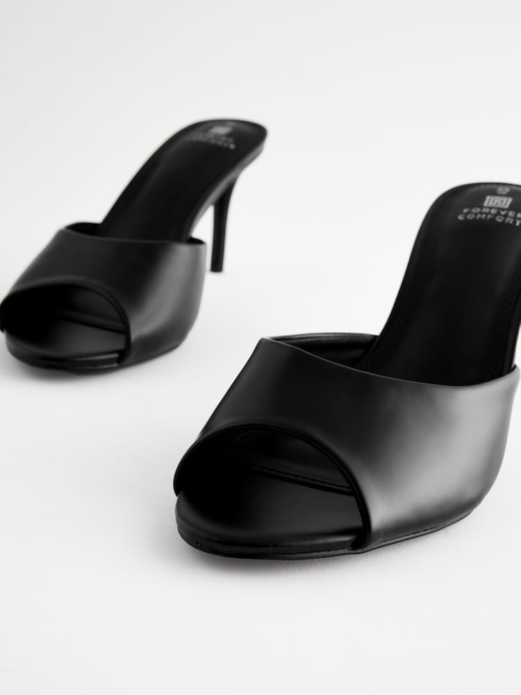 Czarny - Mule na obcasie Forever Comfort® z odkrytymi palcami - Image 3 of 5