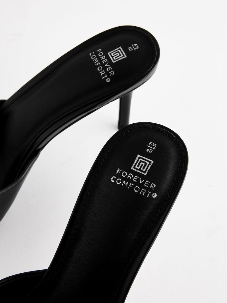 Black Forever Comfort® Peep Toe Heeled Mules - Image 5 of 5