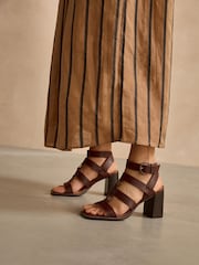 Burgundy Forever Comfort® Patent Strappy Block Sandals - Image 1 of 8