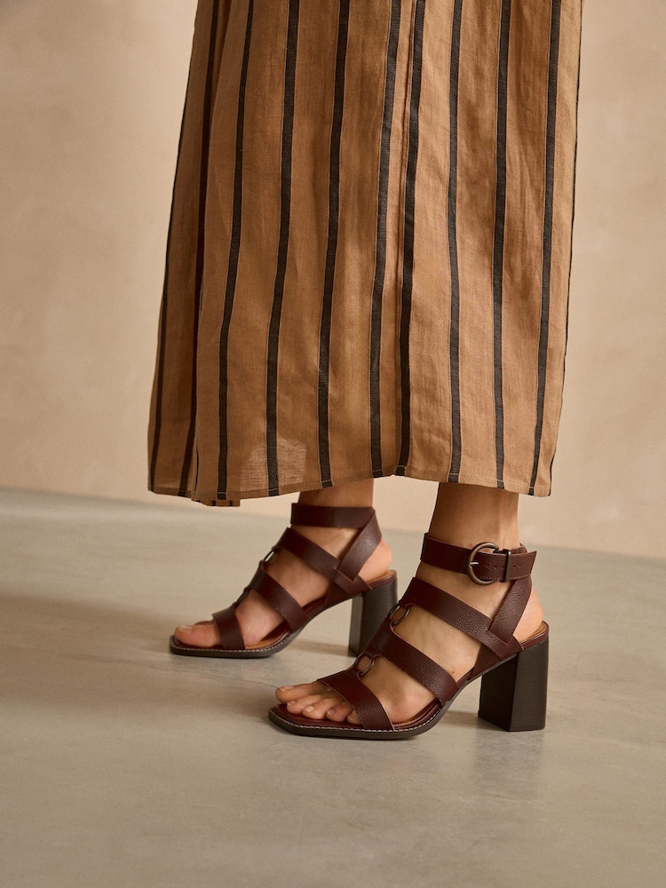 Burgundy Forever Comfort® Patent Strappy Block Sandals - Image 1 of 8