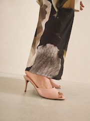 Pink Forever Comfort® Peep Toe Heeled Mules - Image 3 of 9