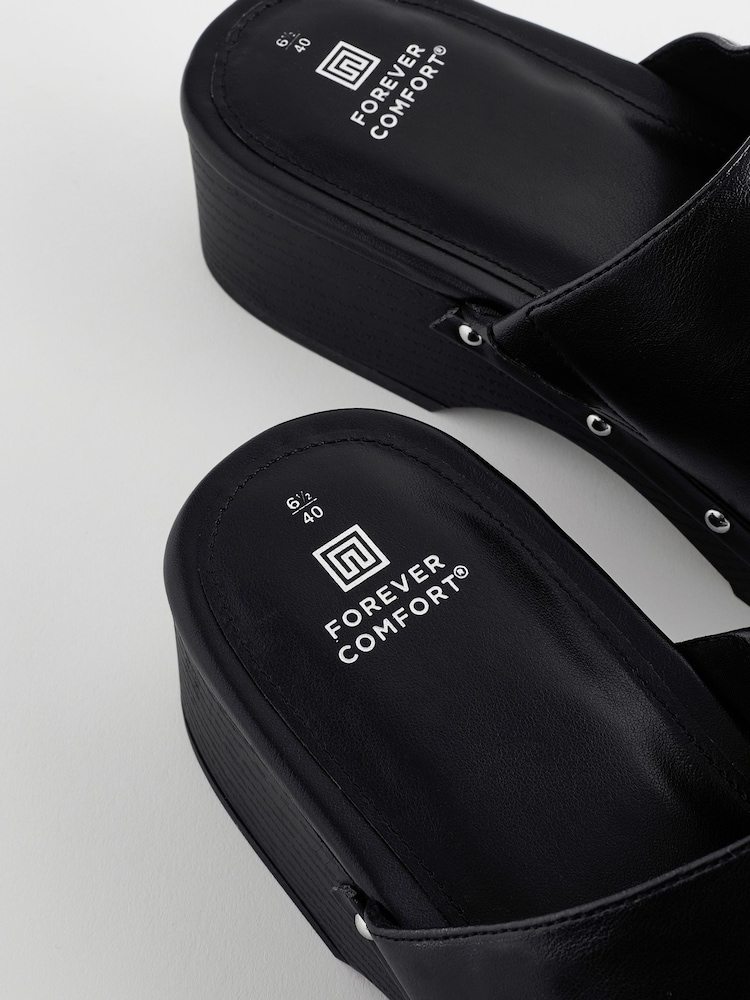 Black Forever Comfort Stud Close Toe Clog Heels - Image 10 of 11