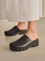 Black Forever Comfort Stud Close Toe Clog Heels - Image 4 of 11
