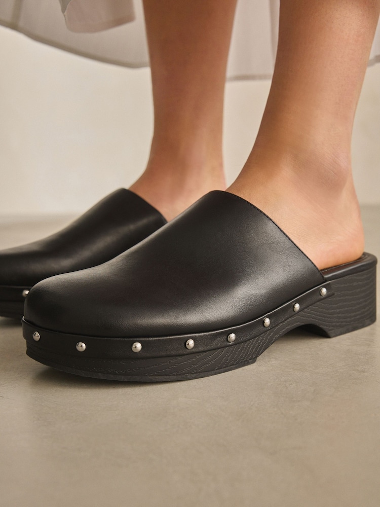 Black Forever Comfort Stud Close Toe Clog Heels - Image 5 of 11