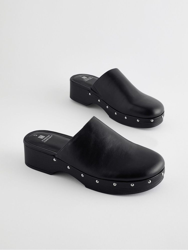 Black Forever Comfort Stud Close Toe Clog Heels - Image 6 of 11