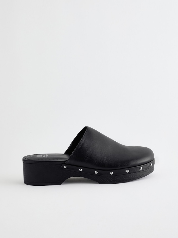 Black Forever Comfort Stud Close Toe Clog Heels - Image 7 of 11