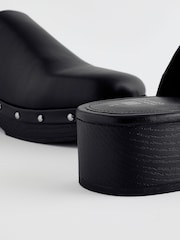 Black Forever Comfort Stud Close Toe Clog Heels - Image 8 of 11
