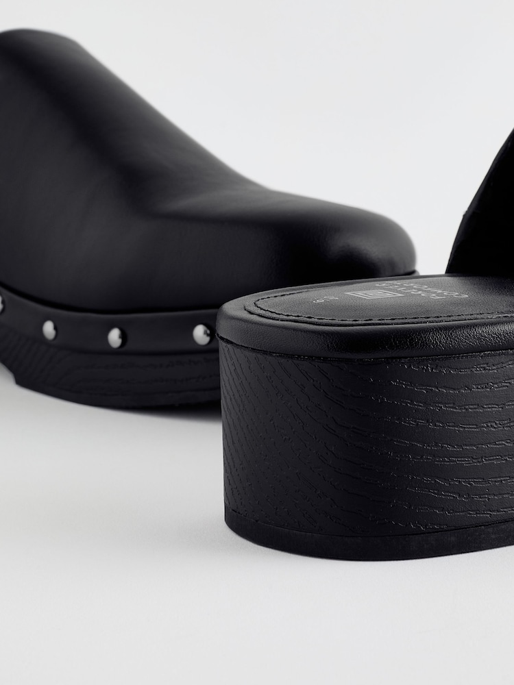 Black Forever Comfort Stud Close Toe Clog Heels - Image 8 of 11