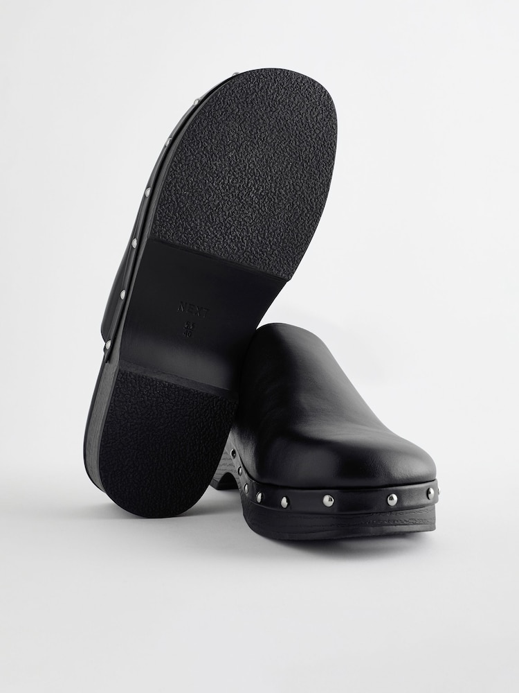 Black Forever Comfort Stud Close Toe Clog Heels - Image 9 of 11