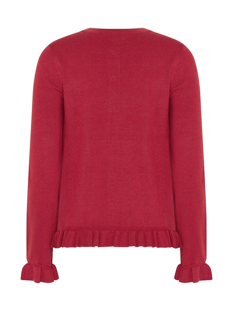 M&Co Red Frill Hem Cardigan - Image 6 of 6