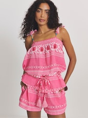 Simply Be Purple Printed Top And Short Beach Co-ord Set - Image 1 of 4