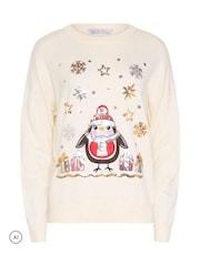 M&Co Cream Robin Christmas Embellished Jumper - Image 5 of 6