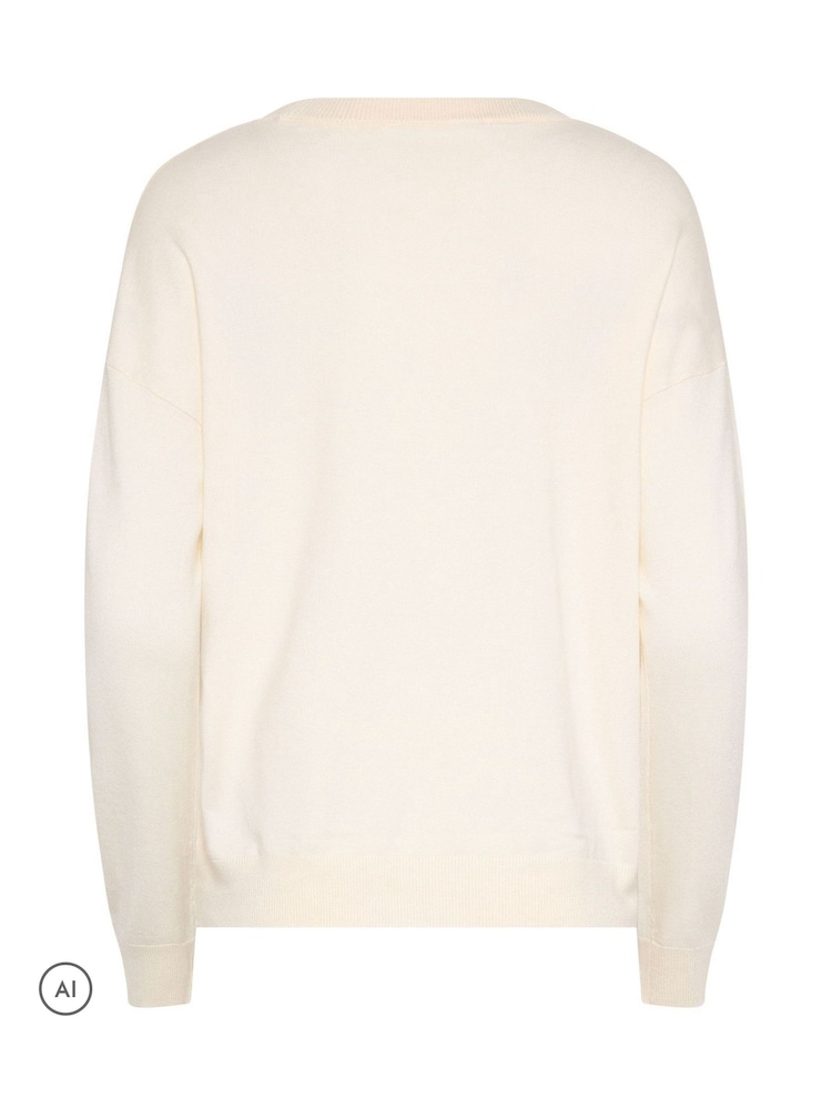 M&Co Cream Robin Christmas Embellished Jumper - Image 6 of 6