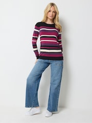 M&Co Purple Stripe Long Sleeve Jumper - Image 2 of 6