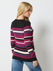 M&Co Purple Stripe Long Sleeve Jumper - Image 3 of 6