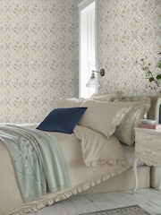 Laura Ashley Pale Ochre Yellow Foscot Damask A4 Wallpaper Sample - Image 1 of 2