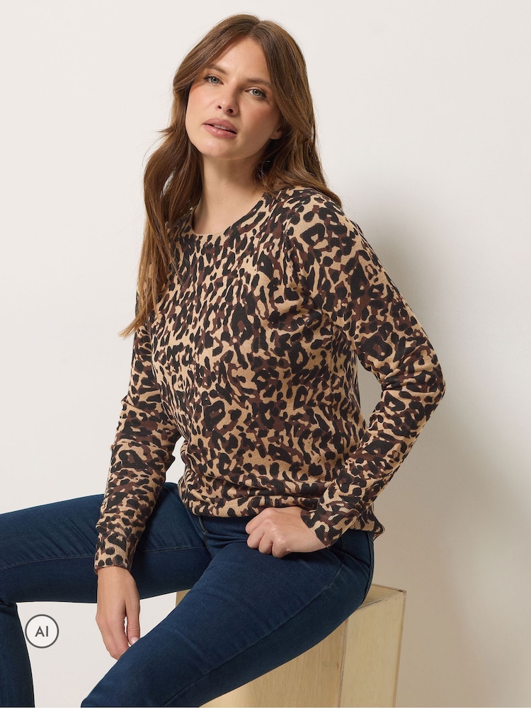 M&Co Natural Animal Printed Jumper - Image 1 of 6 M&Co Natural Animal Printed Jumper - Image 1 of 6