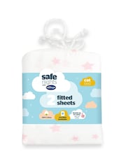Silentnight 2 Pack Pink Stars Kids Safe Nights Cot Bed Size 100% Cotton Fitted Sheets - Image 2 of 9