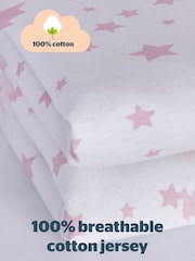 Silentnight 2 Pack Pink Stars Kids Safe Nights Cot Bed Size 100% Cotton Fitted Sheets - Image 4 of 9
