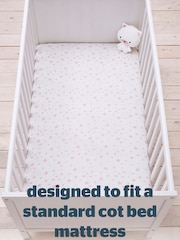 Silentnight 2 Pack Pink Stars Kids Safe Nights Cot Bed Size 100% Cotton Fitted Sheets - Image 5 of 9
